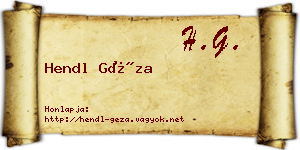 Hendl Géza névjegykártya